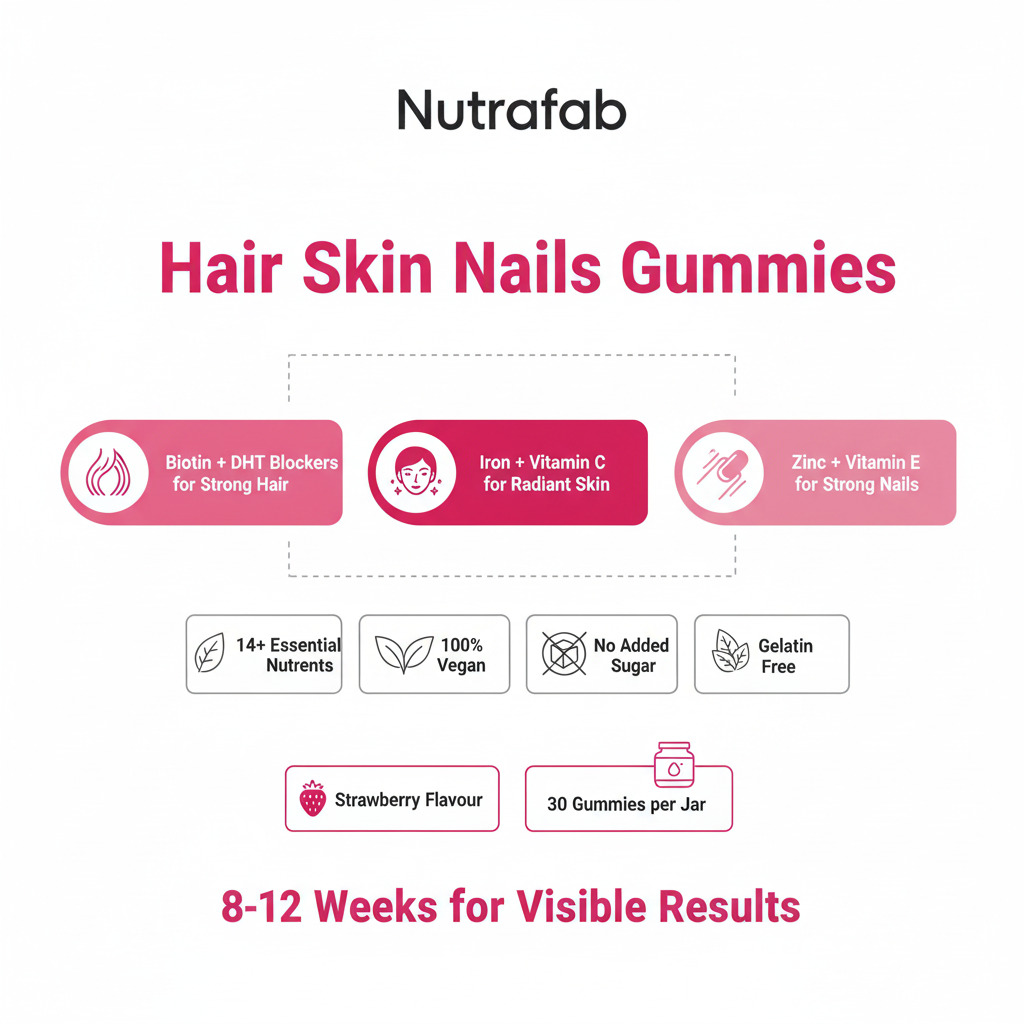 Nutrafab Hair Skin Nails Gummies – Benefits Infographic